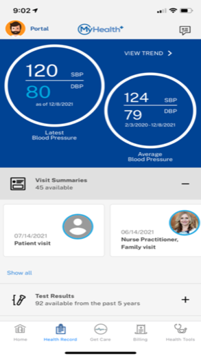 MyHealth 2.0 responsive app - Test Results Page