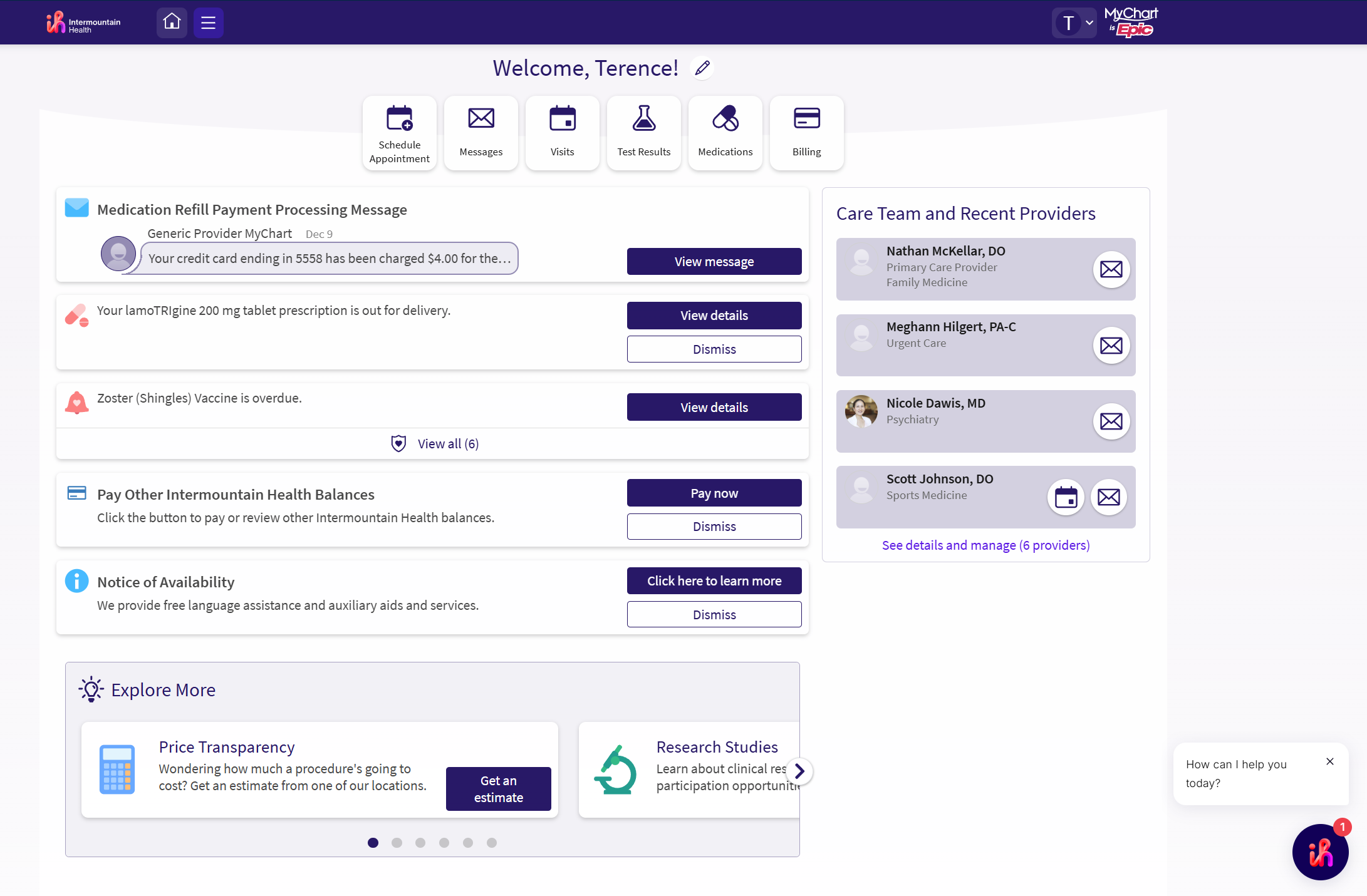 MyHealth 2.0 responsive website homepage