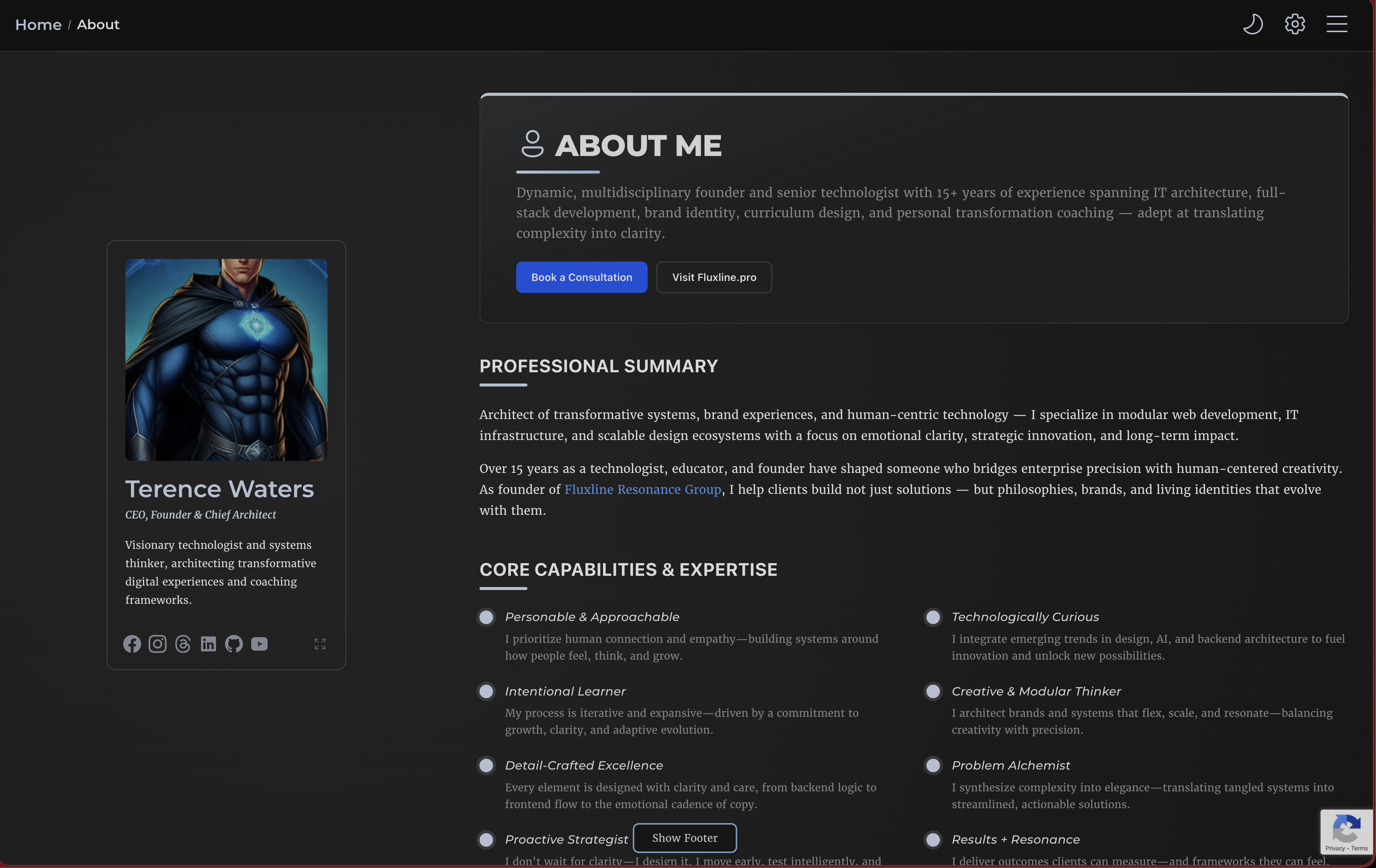 Next.js About page in dark mode