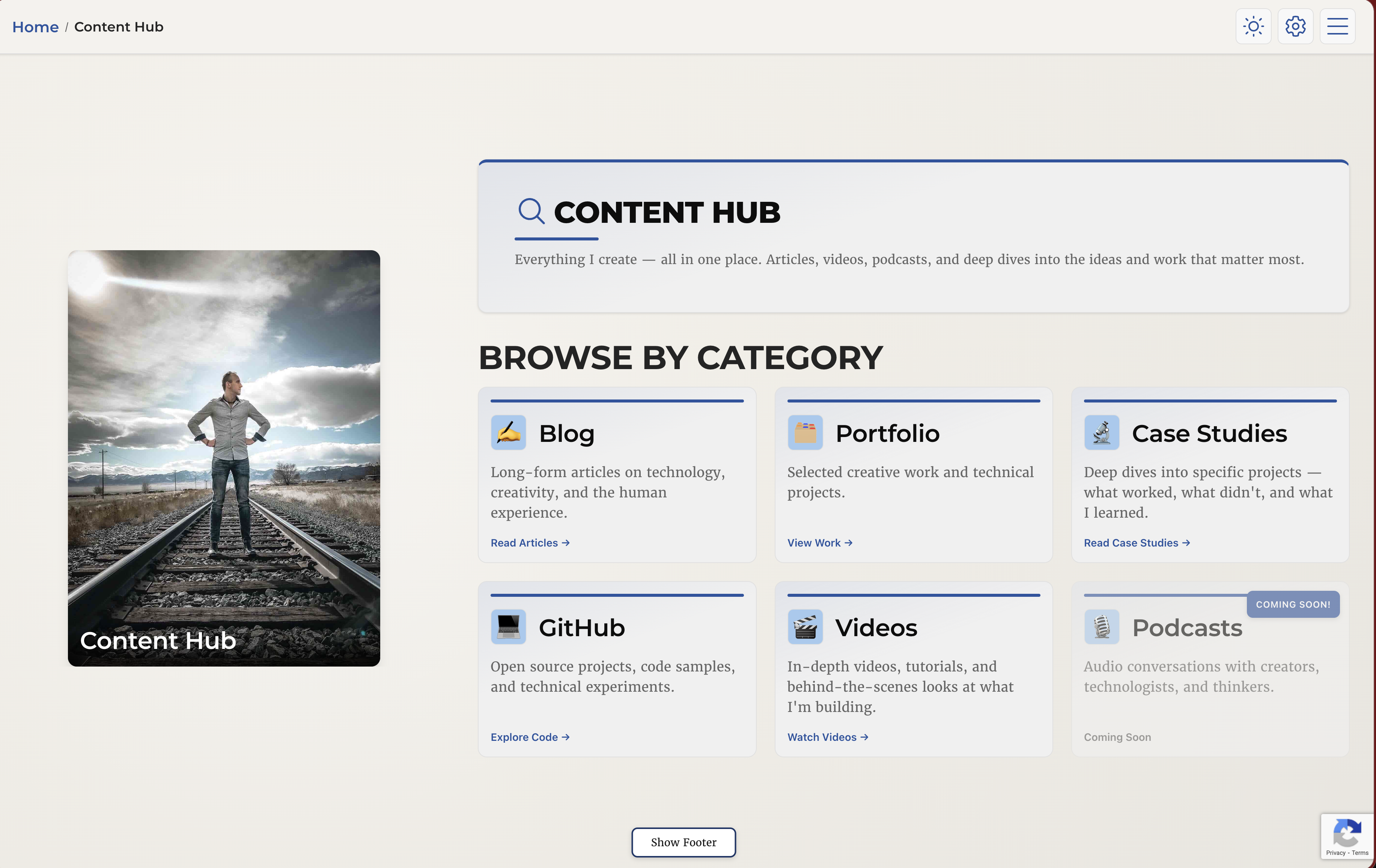 Content Hub page in light mode