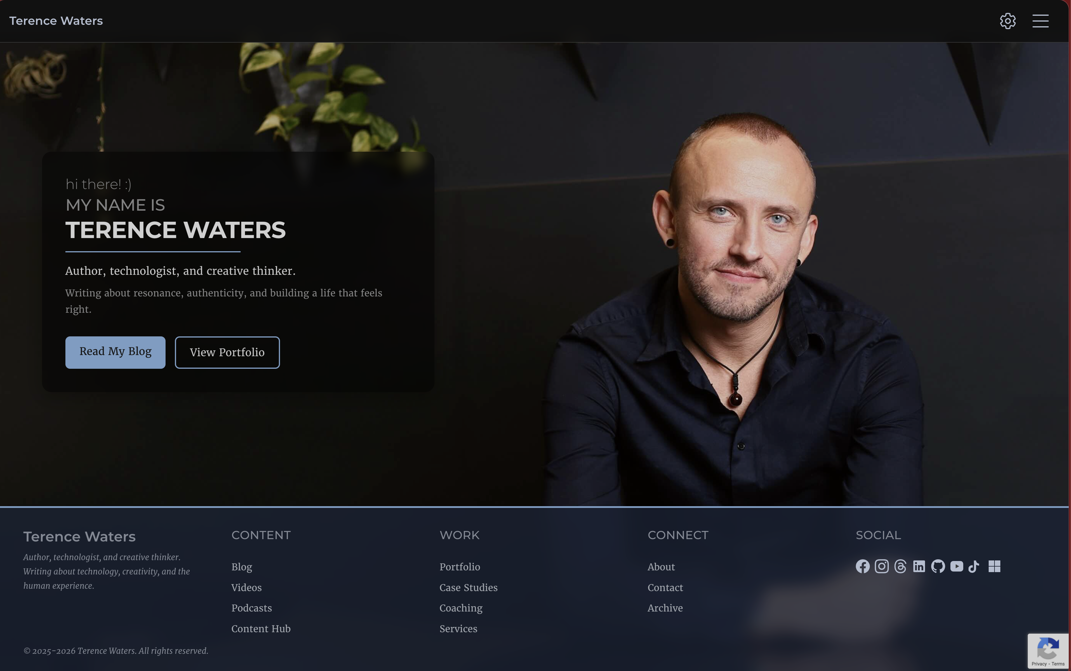 TerenceWaters.com homepage redesigned with Next.js and Fluent UI theming